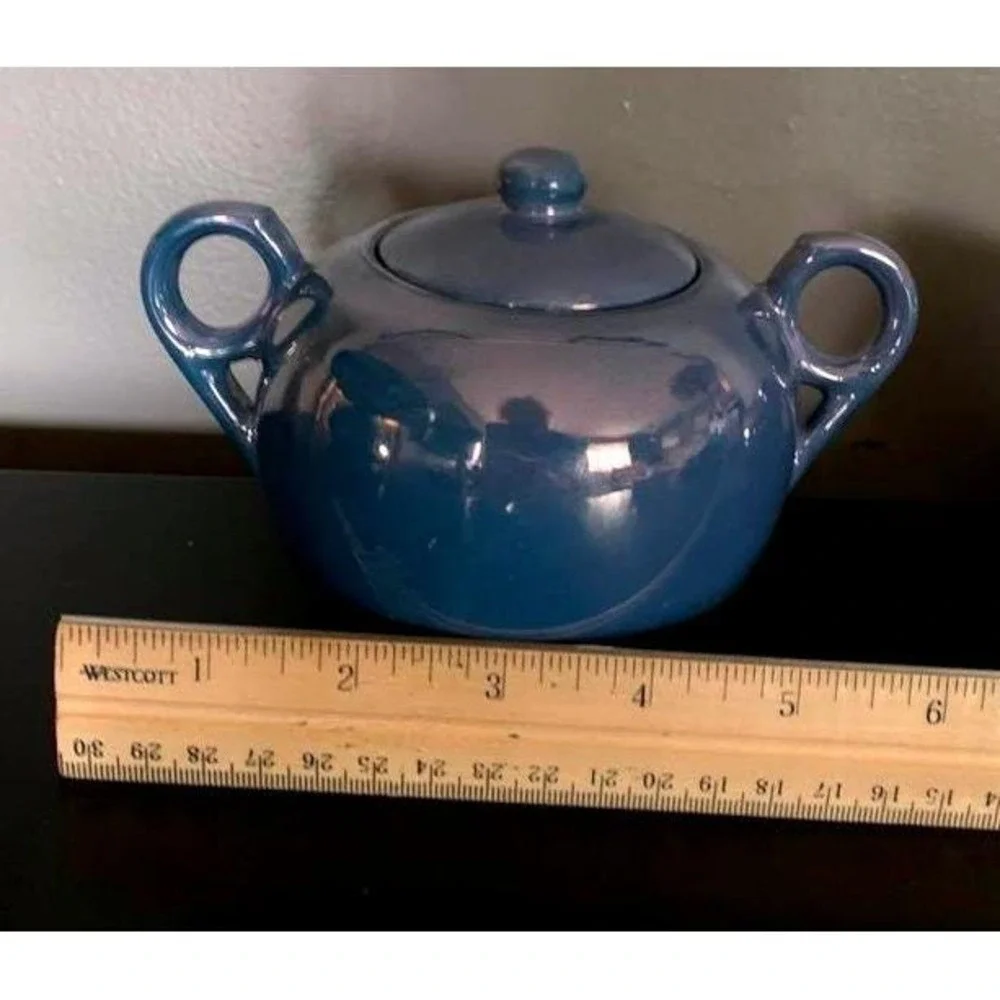 Vintage Japanese Blue‎ Lusterware Creamer and Sugar Bowl Set